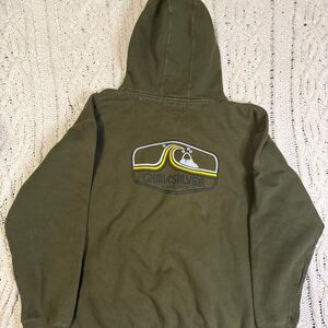 Y2K vintage quicksilver Olive Green Skate Surf hoodie Faded Men's Size XL